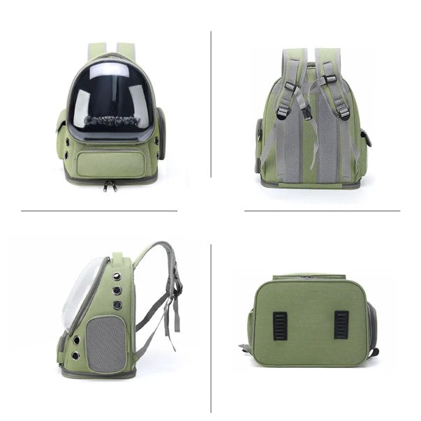 Sac à dos de transport respirant pour chien chat - approuvé compagnies aériennes, 5kgs, étanche, vision 360° , confortable OXFORD imperméable, fermeture-éclair panoramique 4 vues