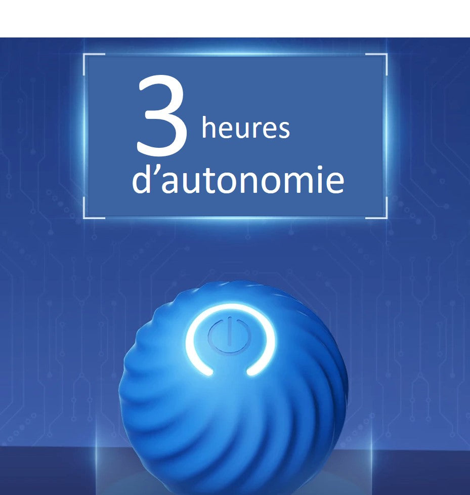 Balle intelligente bleue rechargeable 3 heures d'autonomie USB pour chien et chat