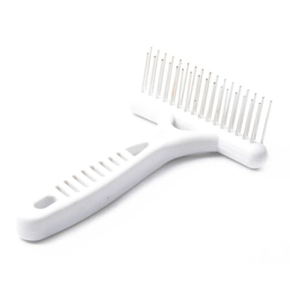 Brosse blanche pour chien TOUTES RACES pour poils courts et mi-longs. 33 dents sur 2 rangées, ergonomique, souple et rigide à la fois, légère, pas chère, efficace.