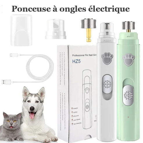 Ponceuse broyeuse pour ongles de chien , avec 2 vitesses de rotation Meule diamant performance et durable , 3 styles de taille , seulement 40dB, silencieux , confortable, chien et chat, intelligent, aussi pour les débutants, stockage facile, rechargeable, grande autonomie , pas de LUMIERE LED 2 modèles