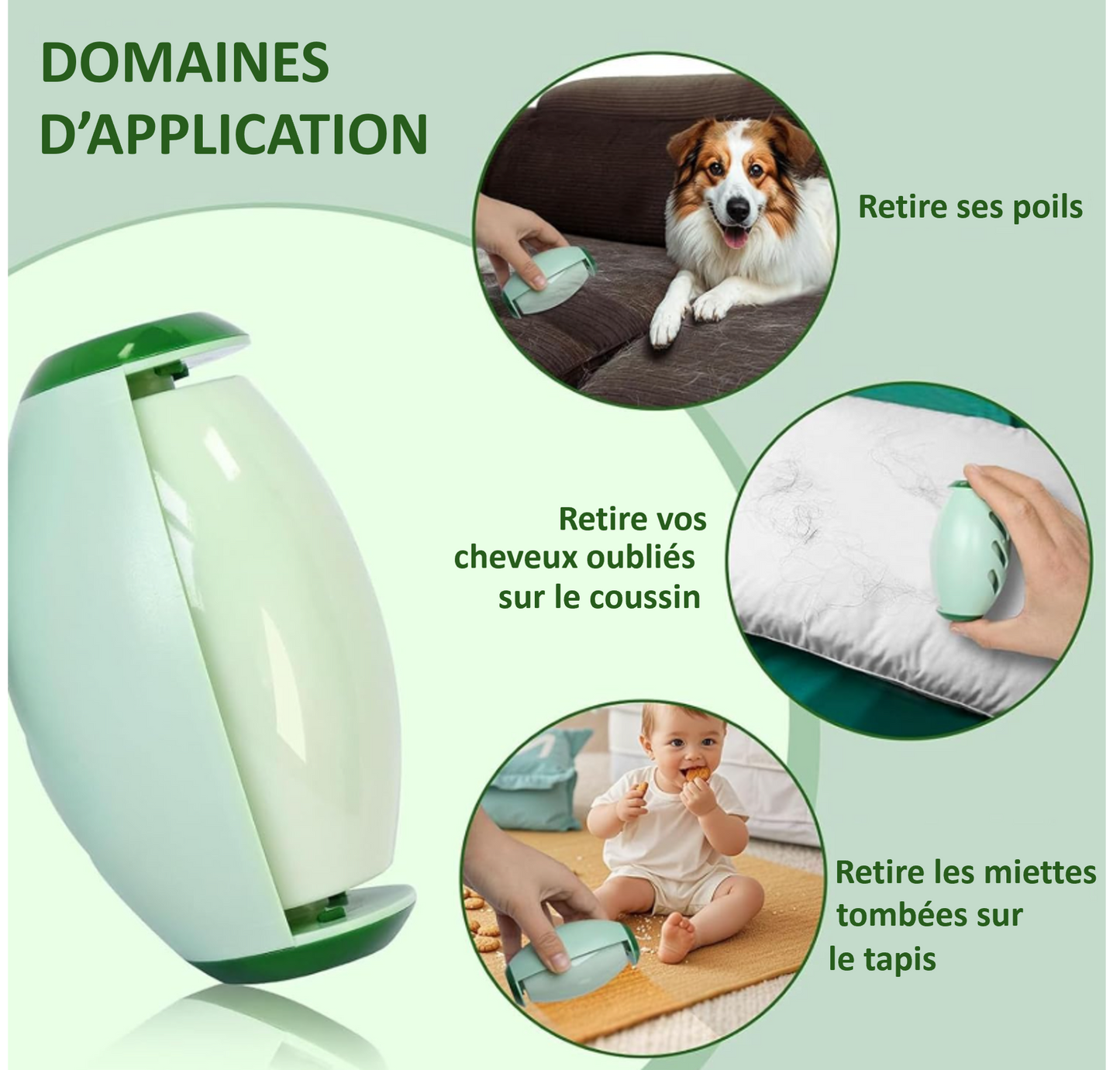 Fiohiros Rouleau Anti-Peluches réutilisable, Rouleau adhésif Lavable, Rouleau Anti-Peluches Portable, réutilisable, Rouleau adhésif réutilisable en Silicone Domaine d'utilisation large et pratique !! On adore !!