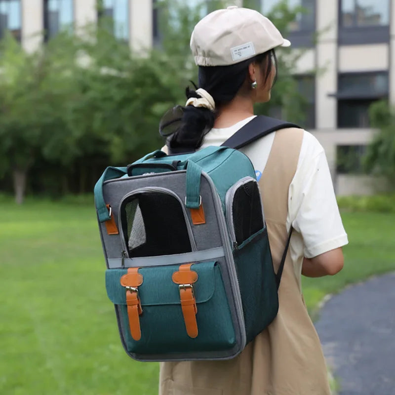 3 couleurs coloris sac de transport chien chat chiot confortable sécurité design joli, pratique , élégant et stylé, léger, qualité OXFORD, imperméable , facile à ranger .ORANGE , BLEU ou VERT fille avec casquette et chouchou