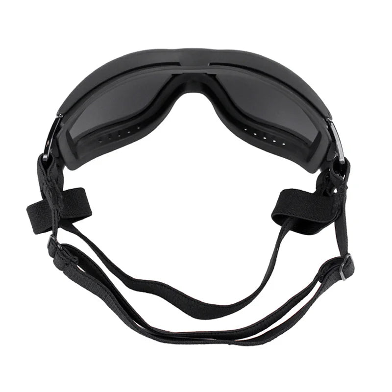 Lunettes de soleil pour chien, avec sangles réglables anti-UV imperméables coupe-vent, protection des yeux pour chiens de taille moyenne et grande ; Confortables et élégantes. La monture souple s'ajuste à la tête de votre chien. Il peut passer la tête par la fenêtre de la voiture et profiter ! Vue de dessus , lunettes noires