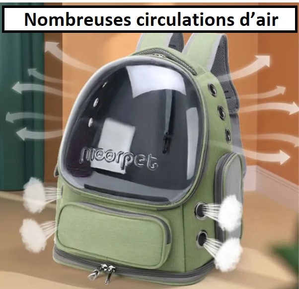 Sac à dos de transport respirant pour chien chat - approuvé compagnies aériennes, 5kgs, étanche, vision 360° , confortable OXFORD imperméable, fermeture-éclair panoramique pouf ; IDEAL CADEAU !!!