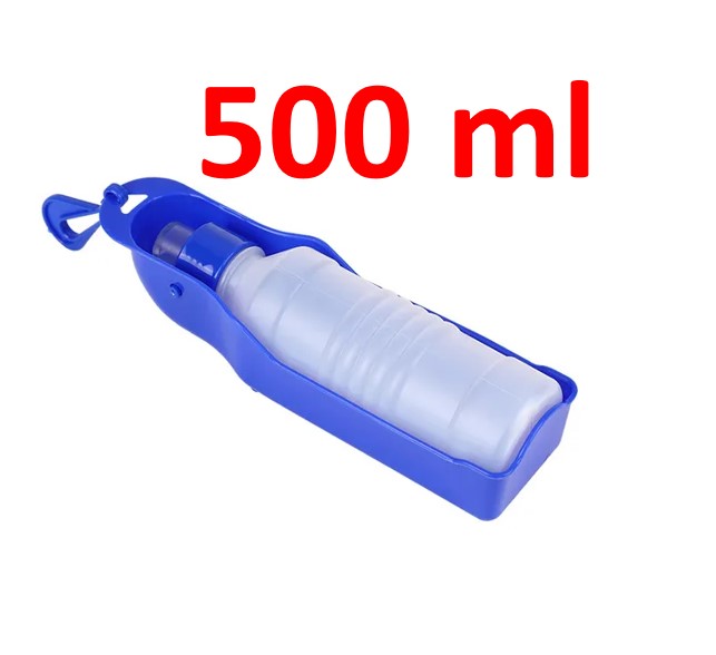 Bouteille d'eau pliante pour chien 500 ml bleue cadeau