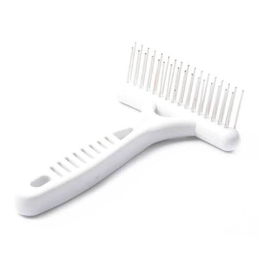 Brosse blanche pour chien TOUTES RACES pour poils courts et mi-longs. 33 dents sur 2 rangées, ergonomique, souple et rigide à la fois, légère, pas chère, efficace. 