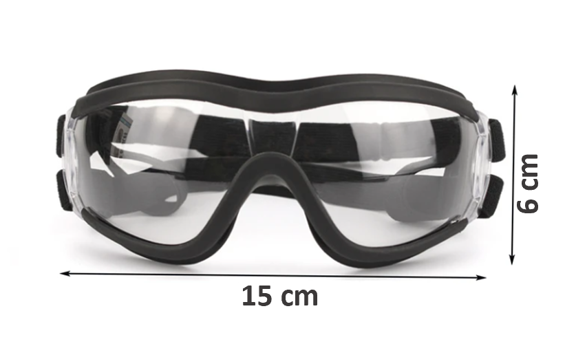 Lunettes de soleil pour chien, avec sangles réglables anti-UV imperméables coupe-vent, protection des yeux pour chiens de taille moyenne et grande ; Confortables et élégantes. La monture souple s'ajuste à la tête de votre chien. Il peut passer la tête par la fenêtre de la voiture et profiter !  Les dimensions : 15 cm par 6 cm