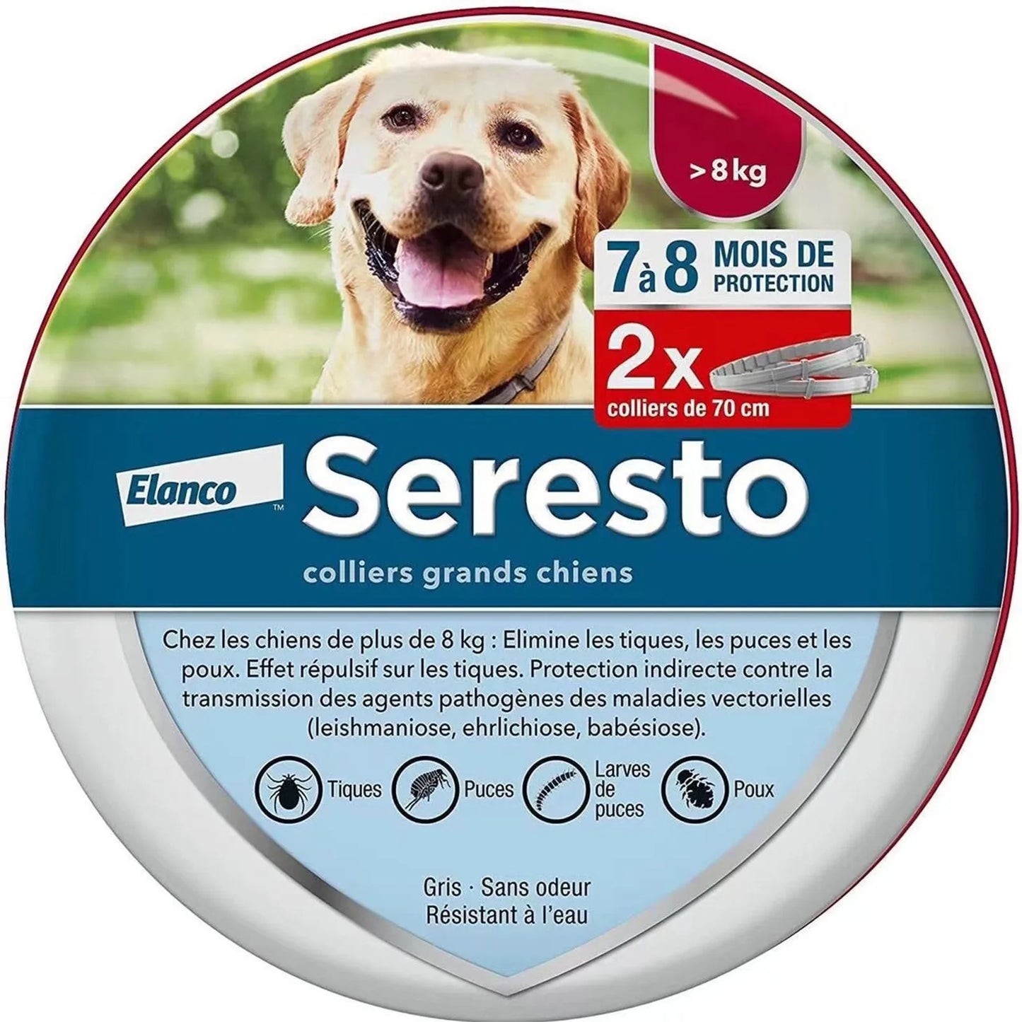 SERESTO Colliers Anti-Puces et Anti-Tiques Chiens de plus de 8 kg LOT de 2 - Recommandé par les vétérinaires - N°1 des ventes dans sa catégorie sur AMAZON !! efficace