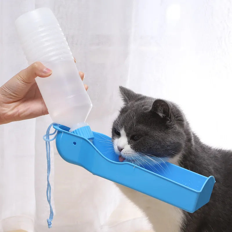 Bouteille d'eau pliante pour chien 500 ml bleue cadeau