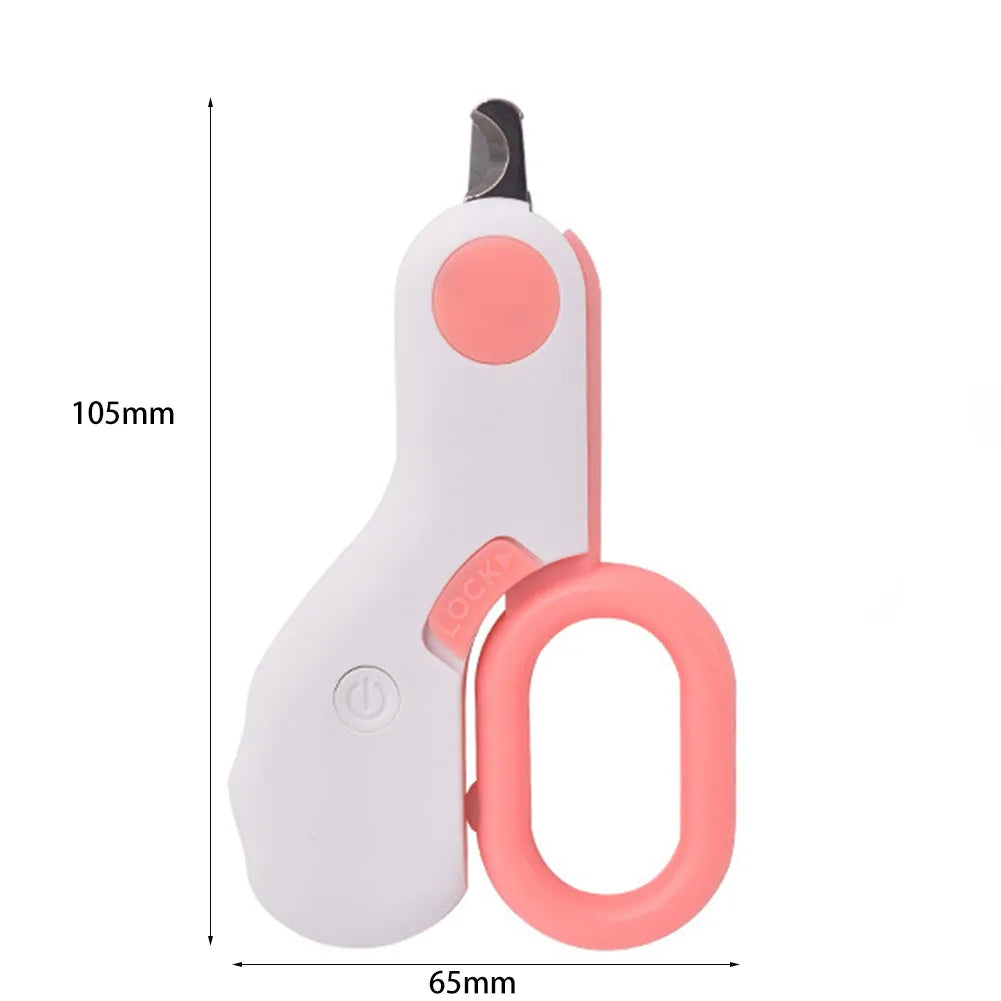 Ciseaux à ongles à LEB professionnel sécurisé compact lumineux léger et fonctionnel cadeau original débutant et professionnel résistant fiable pratique petit   ergonomique en ABS  1 pile pour une année d'utilisation DIMENSIONS LED Rose pâle