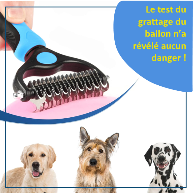 brosse râteau râteaux double face coupe-nœuds chien chat démêlant ergonomique chien chat  toilettage polyvalent cadeau test du ballon 