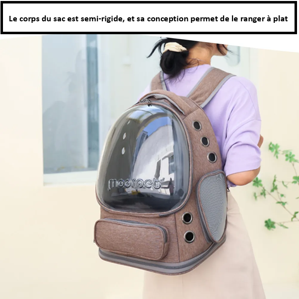 Sac à dos de transport respirant pour chien chat - approuvé compagnies aériennes, 5kgs, étanche, vision 360° , confortable  OXFORD imperméable, fermeture-éclair panoramique dame trop sympa qui porte son sac de transport  pour chien et chat IDEE CADEAU PARFAITE !!!